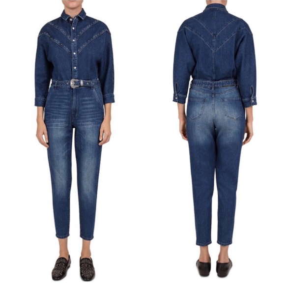 NWT Org.$340 The Kooples Jeans Denim Jumpsuit Size 2